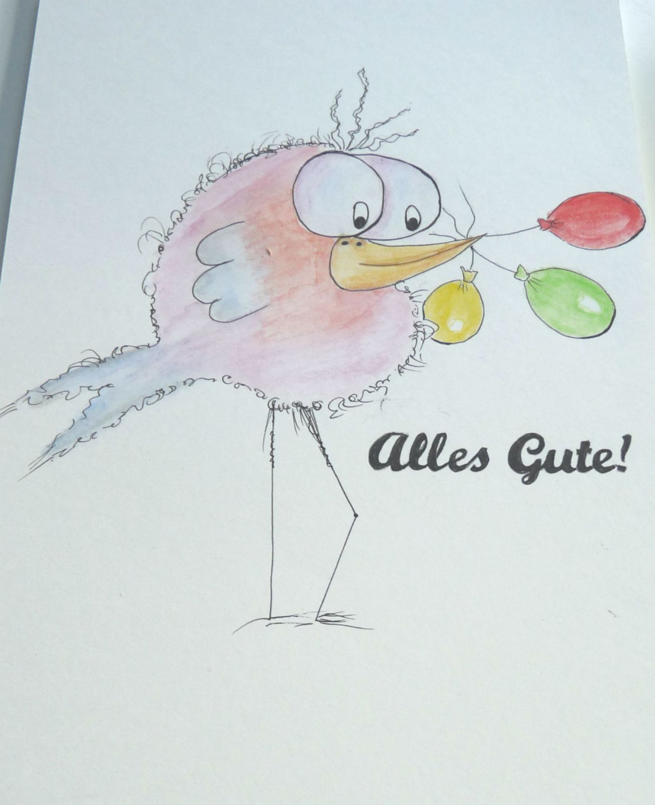 Zeichnung mit Vogel
