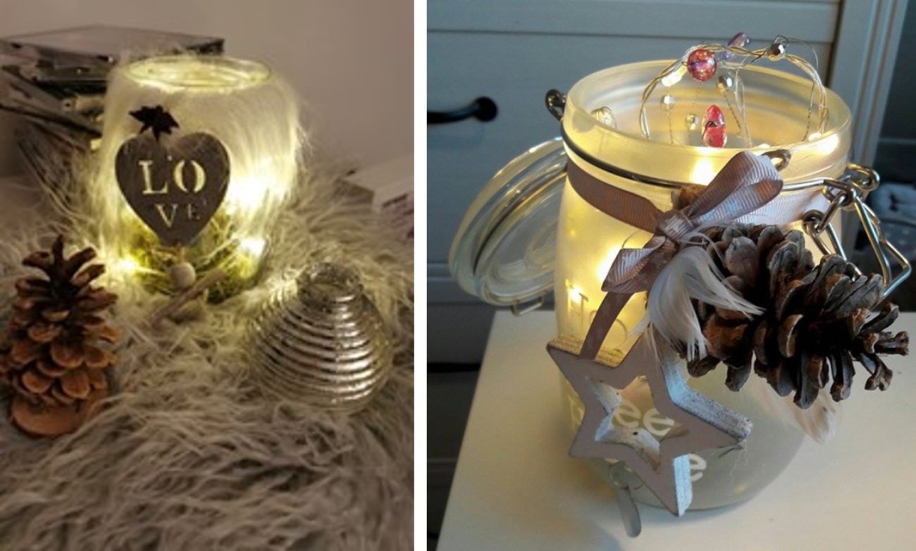 Heikes Weihnachtsdekoration: Lichterkette im Glas