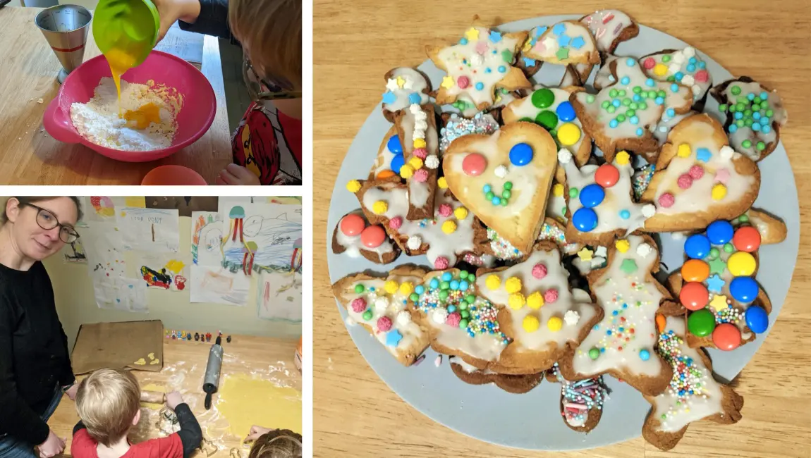 Gina beim Backen mit ihren Kindern